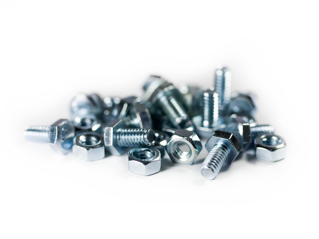 A pile of nuts and bolts.